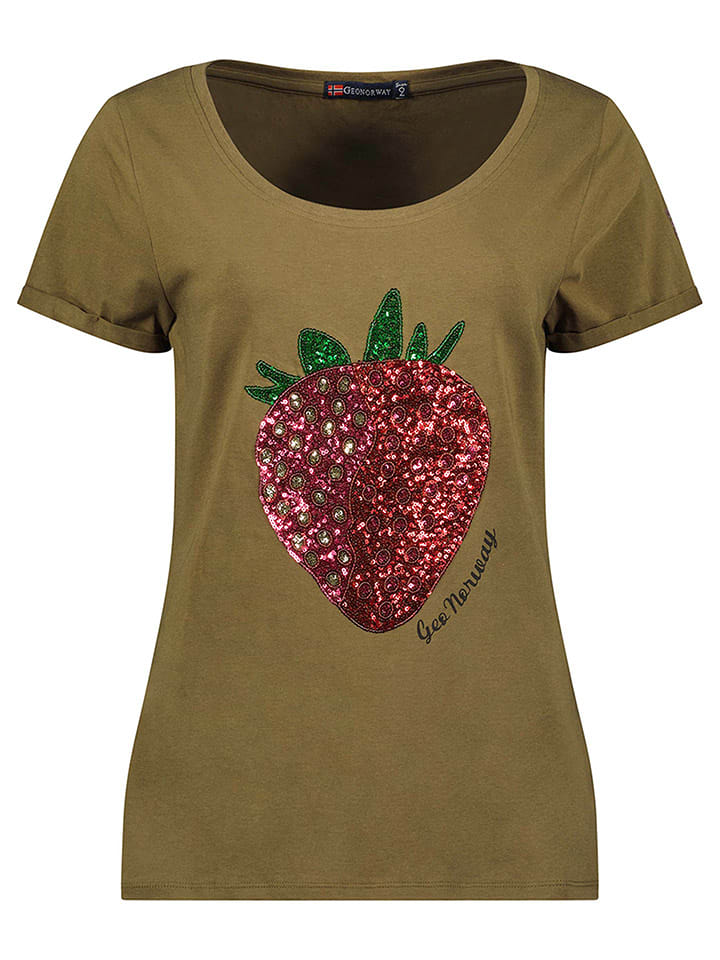 Geographical Norway T-shirt "Jeduction" w kolorze oliwkowym rozmiar: S