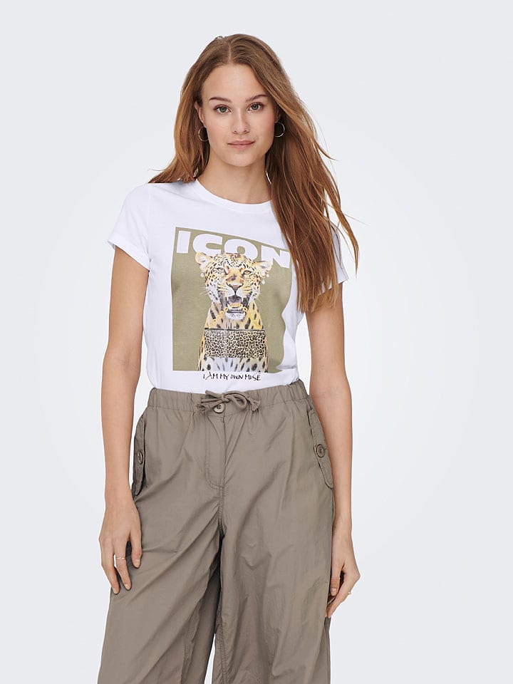 ONLY Koszulka w kolorze białym rozmiar: L