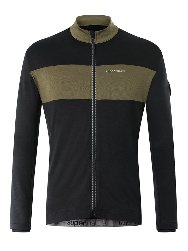 Koszulka kolarska "Gravier" w kolorze oliwkowo-czarnym