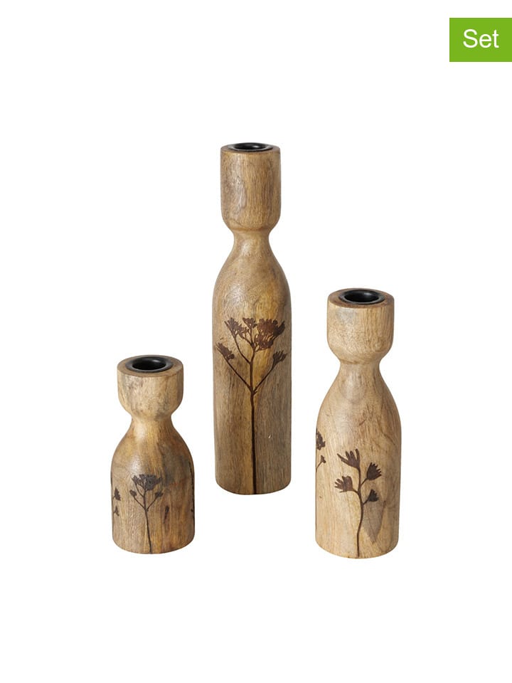 Boltze Świeczniki (3 szt.) "Kamina" w kolorze jasnobrązowym rozmiar: onesize