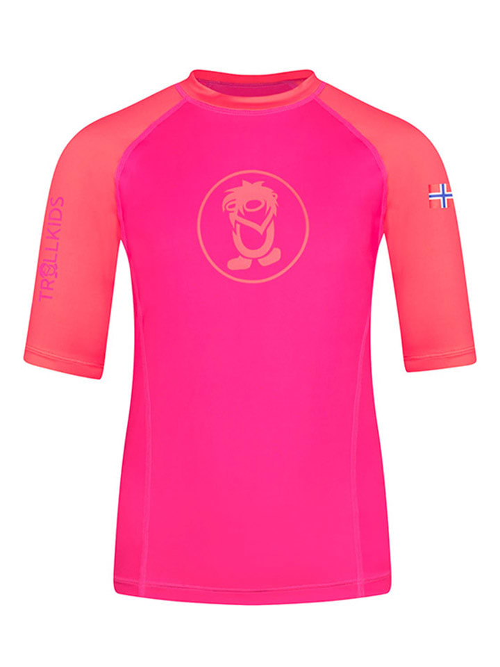 Trollkids Koszulka kąpielowa "Kvalvika T" w kolorze różowo-pomarańczowym rozmiar: 116