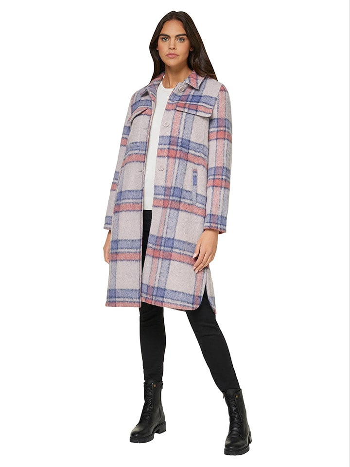 Kurtka w kolorze jasnoszaro-czerwono-niebieskim ze wzorem