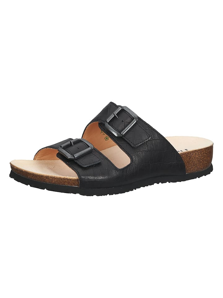 Skórzane klapki w kolorze czarnym