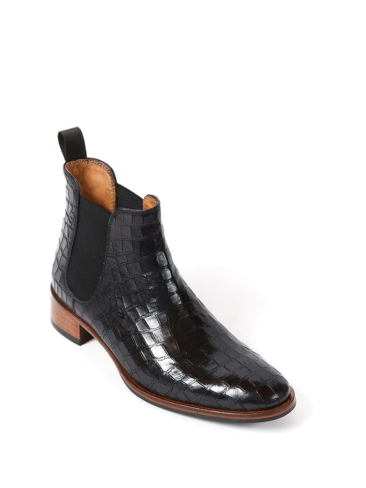 Skórzane sztyblety w kolorze czarnym