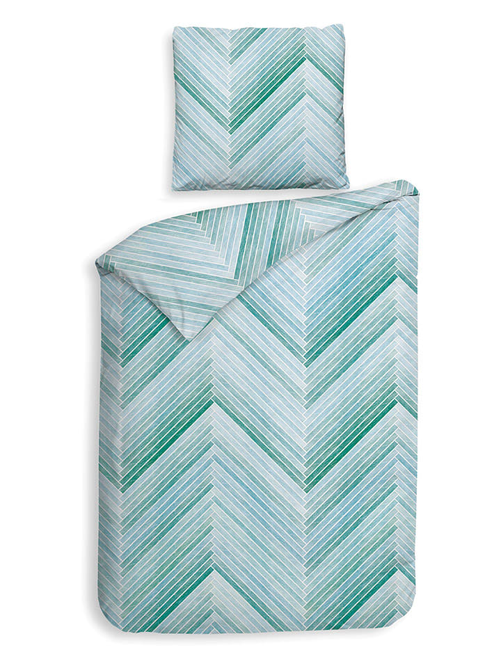 HNL Komplet pościeli flanelowej "Vita" w kolorze błękitno-zielonym rozmiar: 260x220 cm