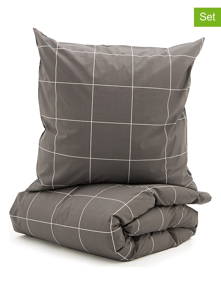 avance Komplet pościeli perkalowej w kolorze szarym rozmiar: 135x200 cm