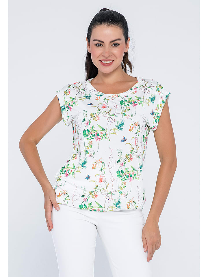 Koszulka w kolorze białym ze wzorem