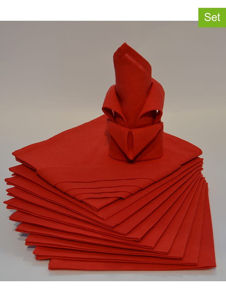 Calitex Serwetki (12 szt.) "Coton" w kolorze czerwonym rozmiar: 44x44 cm