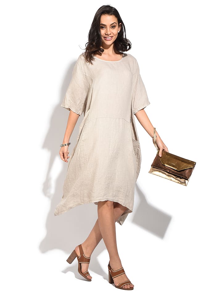 Le Jardin du Lin Lniana sukienka w kolorze szarobrązowym rozmiar: 40