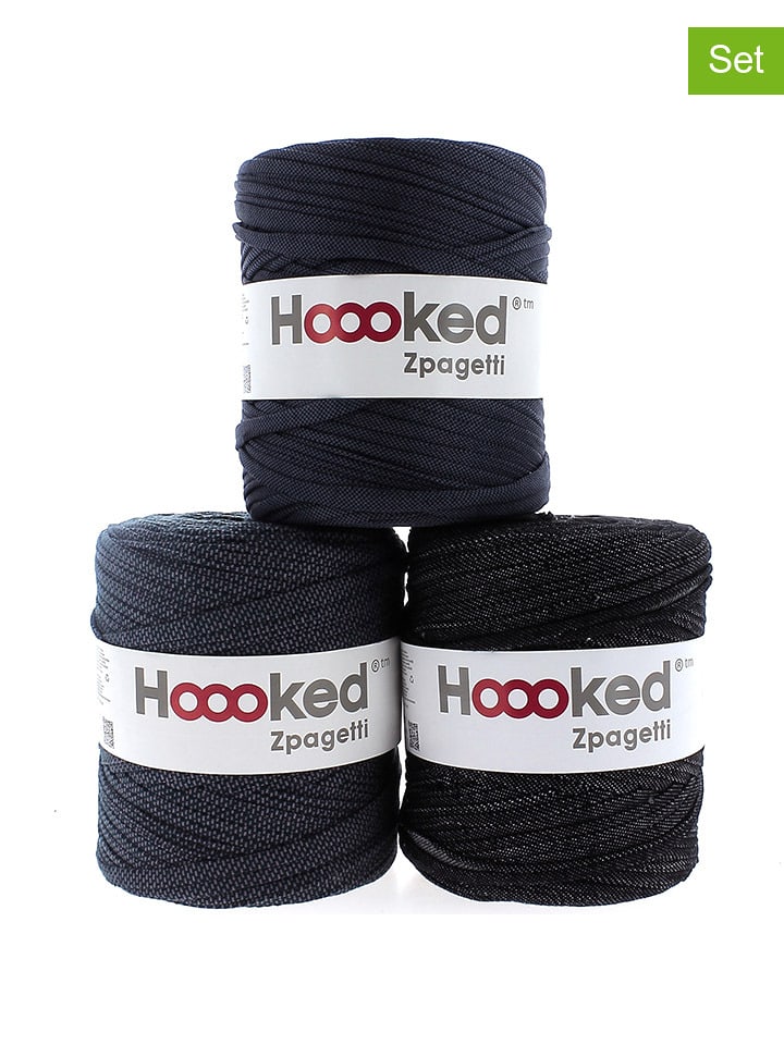 Hoooked 3-częściowy zestaw przędzy "Zpagetti" w kolorze granatowym rozmiar: onesize