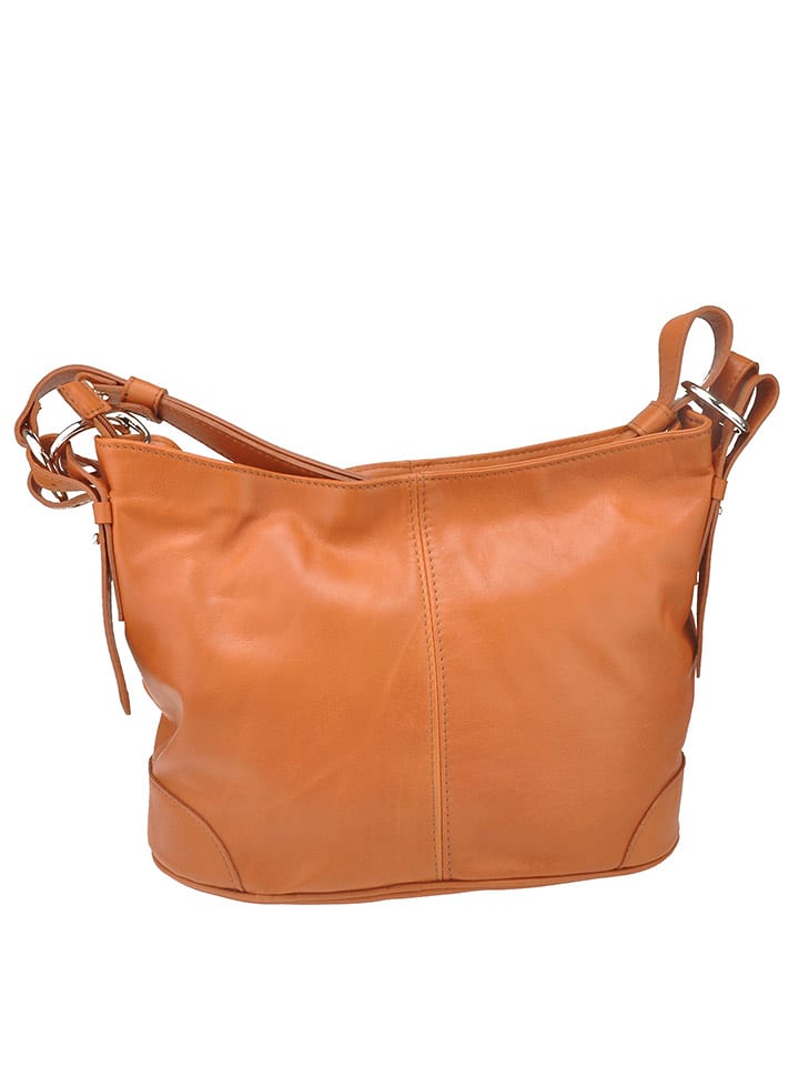 ORE10 Skórzana torebka "Roers" w kolorze jasnobrązowym - 34 x 24 x 12 cm rozmiar: onesize