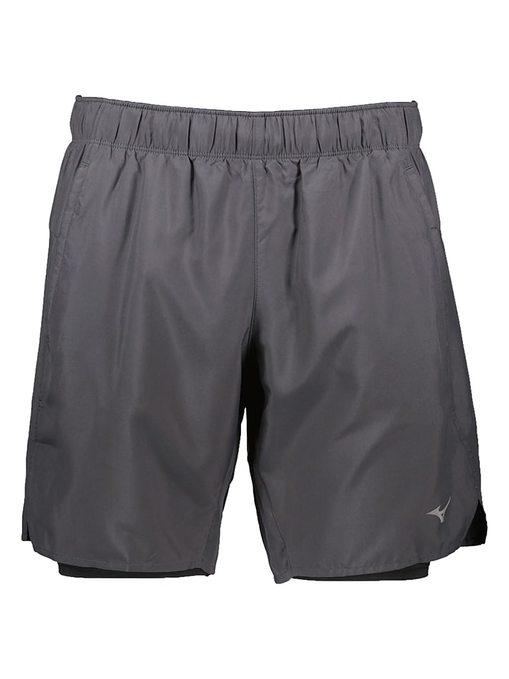 Mizuno Szorty sportowe "Core 7.5 2in1" w kolorze szaro-czarnym rozmiar: L