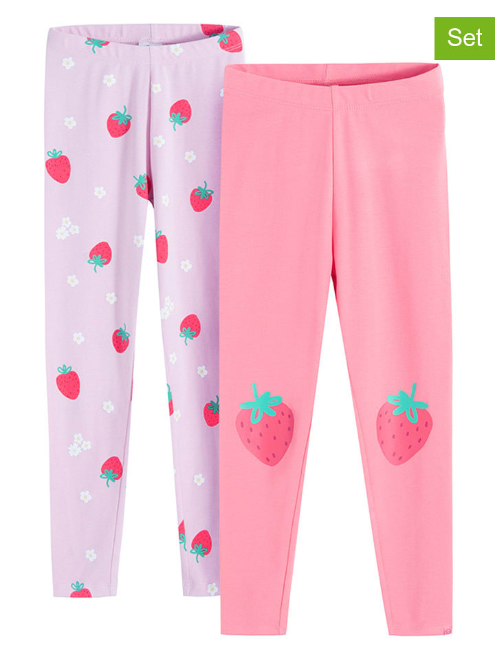 COOL CLUB Legginsy (2 pary) w kolorze jasnoróżowym i lawendowym rozmiar: 122