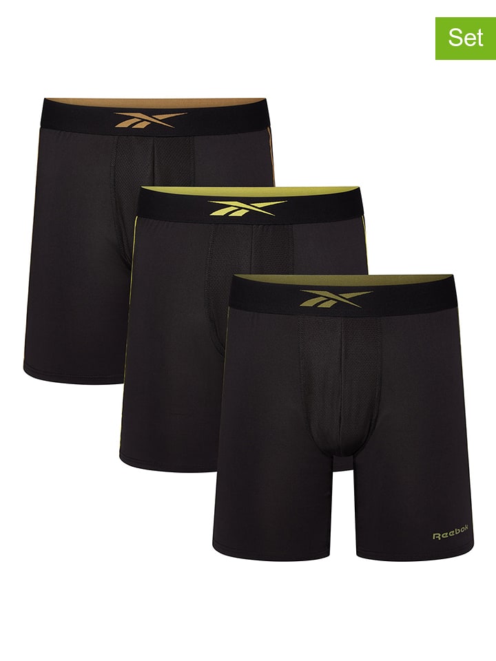 Reebok Bokserki (3 pary) "Hutton" w kolorze czarnym rozmiar: M