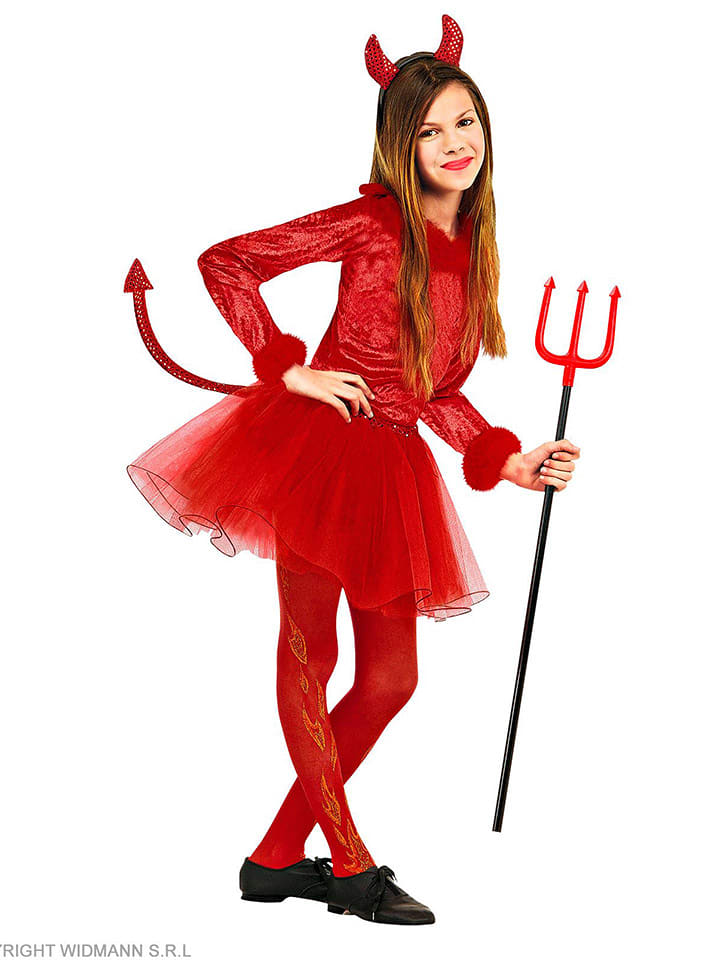 Carnival Party 3-częściowy kostium "Devil" w kolorze czerwonym rozmiar: 140