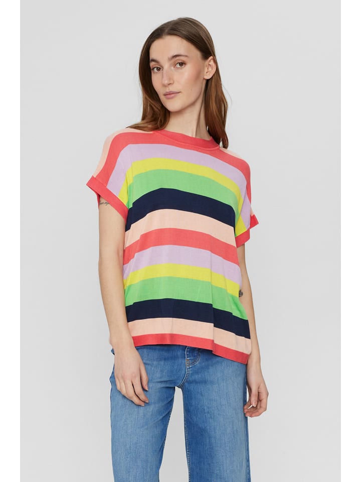 NÜMPH Sweter "Beth" w kolorze czerwonym ze wzorem rozmiar: L