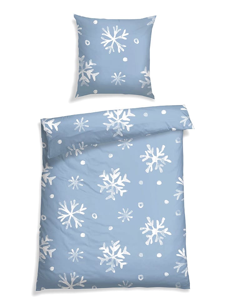 Schiesser Komplet pościeli flanelowej "Skadi" w kolorze błękitnym rozmiar: 135x200 cm