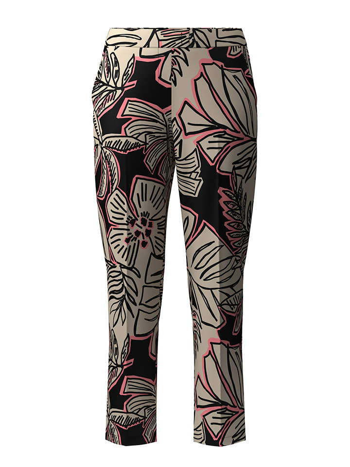 Gerry Weber Spodnie w kolorze kremowo-czarno-różowym rozmiar: 46