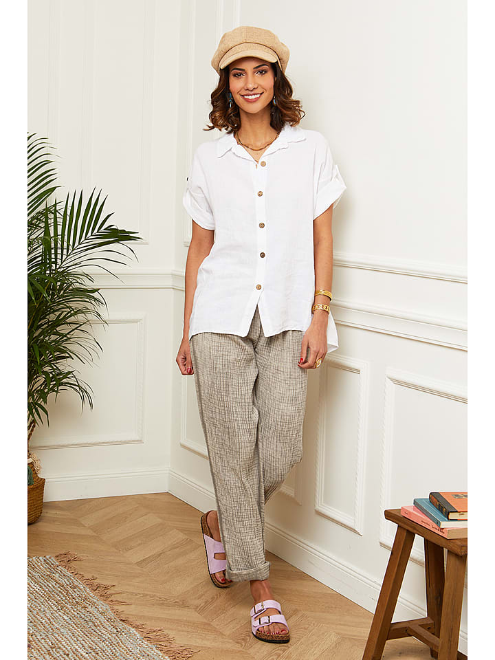 Le Monde du Lin Lniana koszula w kolorze białym rozmiar: 38/40