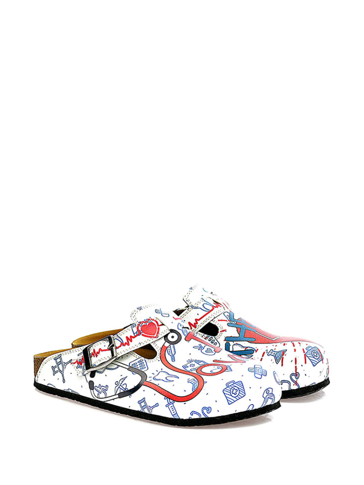 Calceo Chodaki w kolorze białym ze wzorem rozmiar: 38