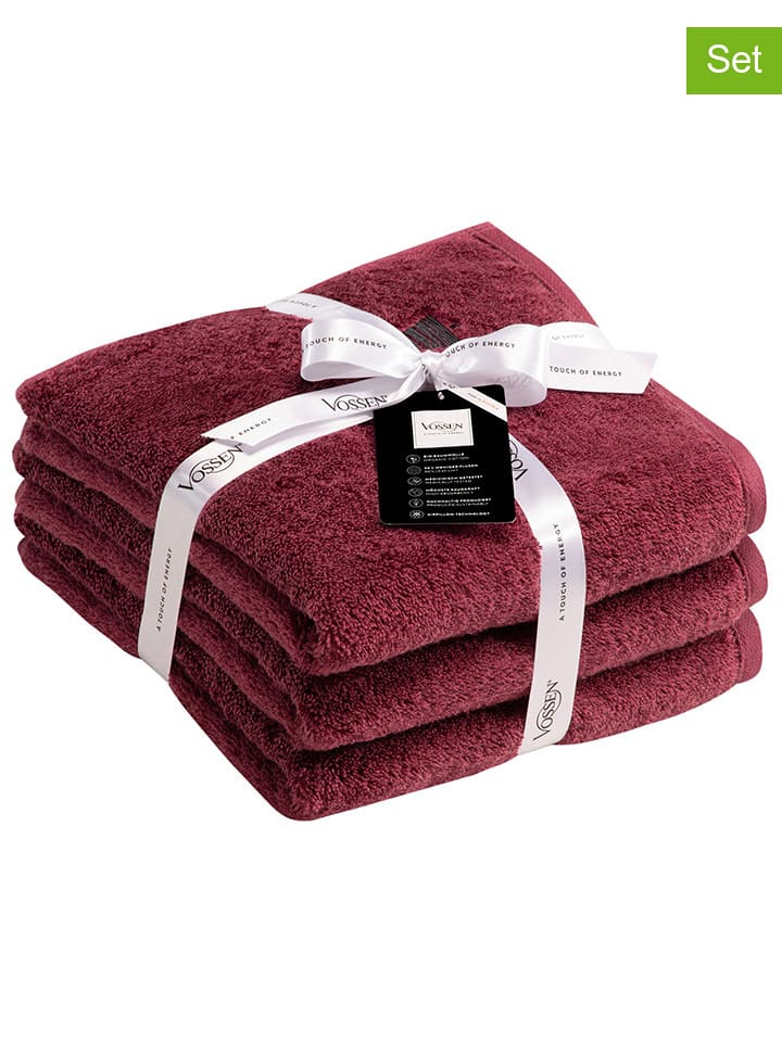 Vossen Ręczniki (3 szt.) "Shine" w kolorze czerwonym do rąk rozmiar: 50x100 cm