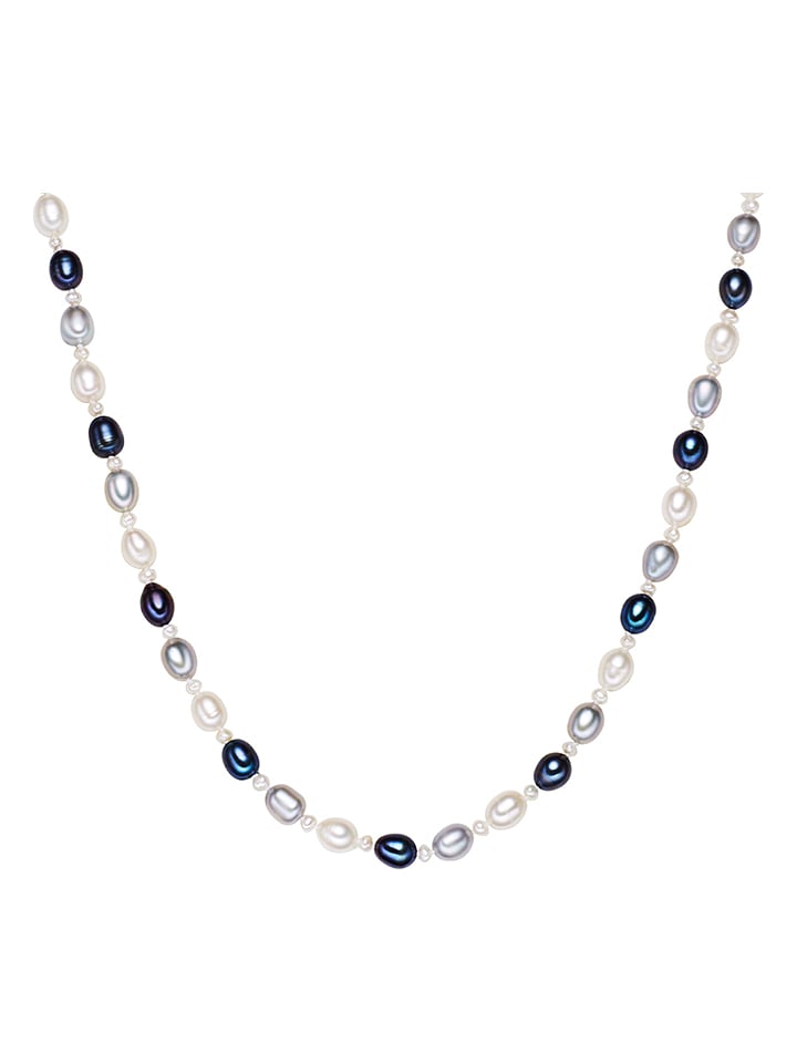 The Pacific Pearl Company Naszyjnik perłowy w kolorze niebiesko-srebrno-białym - dł. 43 cm rozmiar: onesize