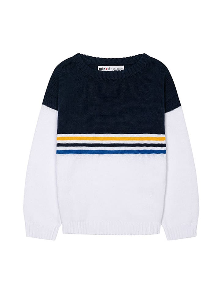 Minoti Sweter w kolorze biało-granatowym rozmiar: 104/110