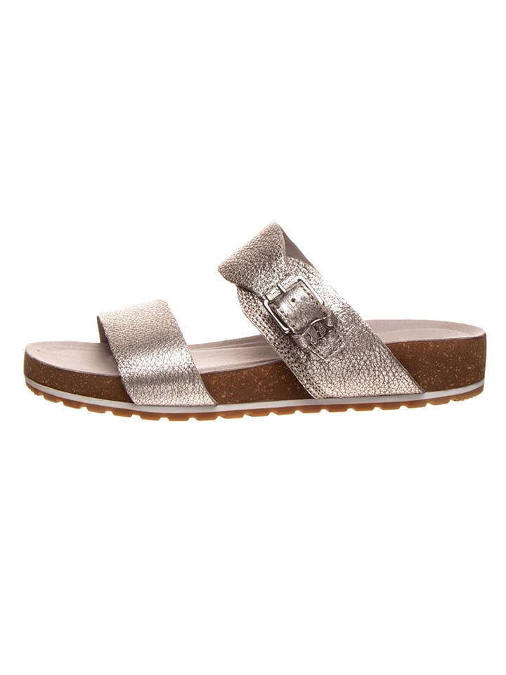 Timberland Skórzane klapki "Malibu Waves Slide" w kolorze srebrnym rozmiar: 37.5