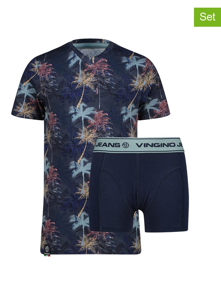 Vingino 2-częściowy zestaw bielizny "Palm" w kolorze granatowym rozmiar: 134/140