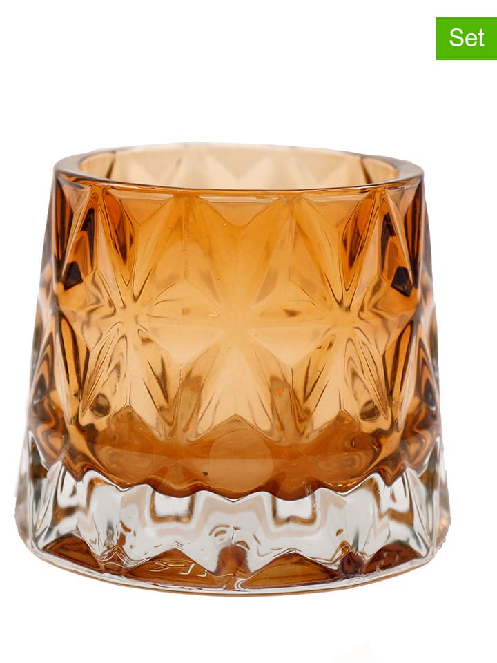 SiL Interiors Świeczniki (2 szt.) w kolorze pomarańczowo-jasnoróżowym - wys. 10,5 cm rozmiar: onesize