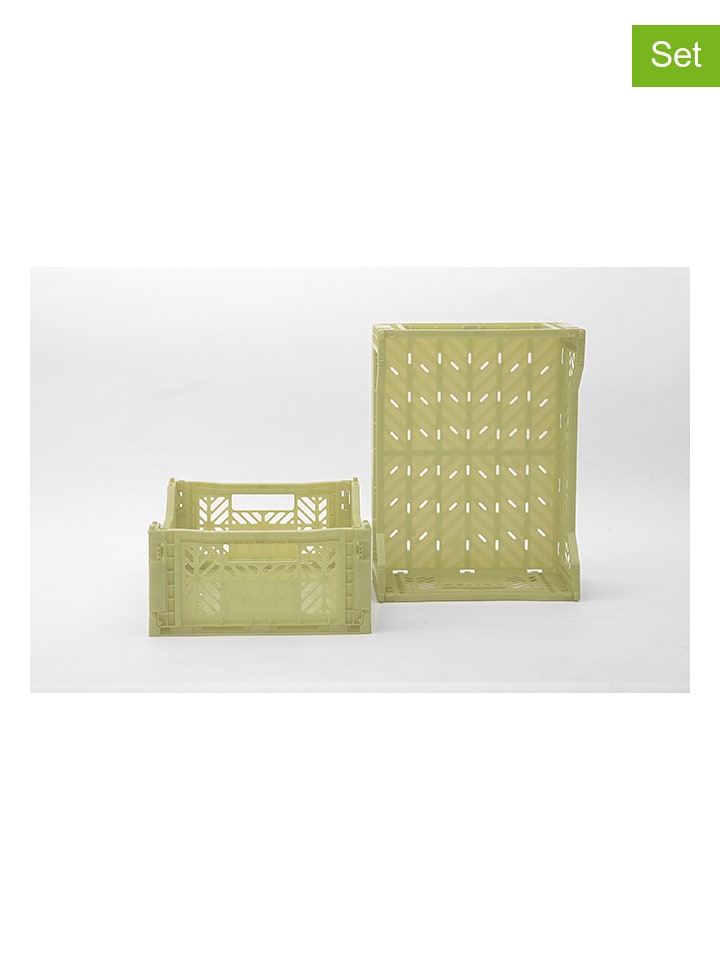 Pojemniki (2 szt.) "Odett" w kolorze zielonym - 39,5 x 14,5 x 29,5 cm