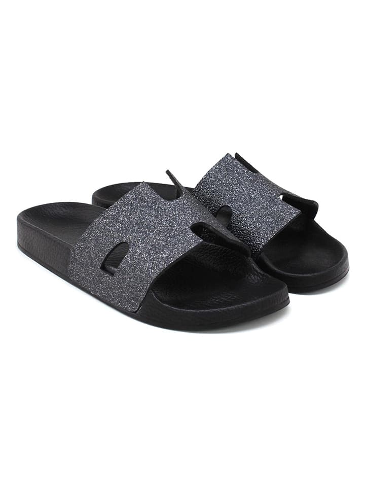 Calceo Klapki w kolorze srebrno-czarnym rozmiar: 35