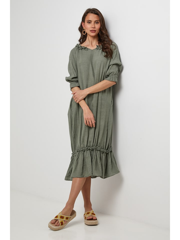 Lin Passion Lniana sukienka w kolorze zielonym rozmiar: 40/42