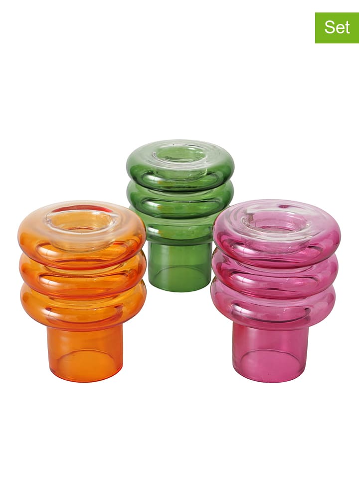 Boltze Świeczniki (3 szt.) "Loops" w różnych kolorach - wys. 13 x Ø 10 cm rozmiar: onesize