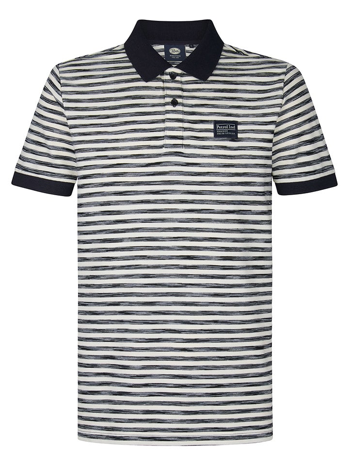 Petrol Industries Koszulka polo w kolorze kremowo-granatowym rozmiar: L