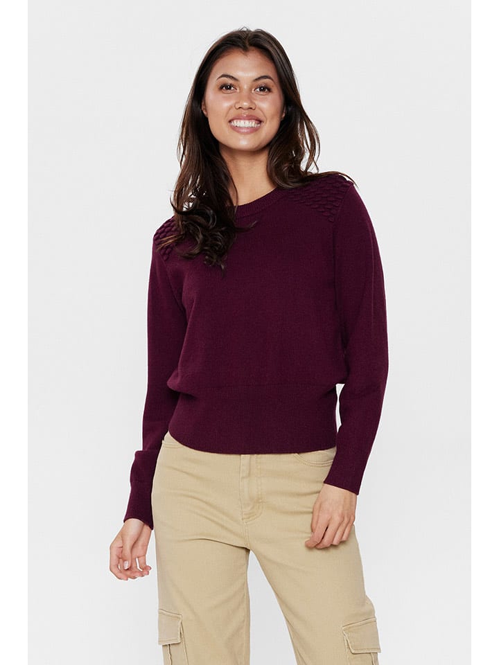 NÜMPH Sweter "Nupoppy" w kolorze bordowym rozmiar: XXL