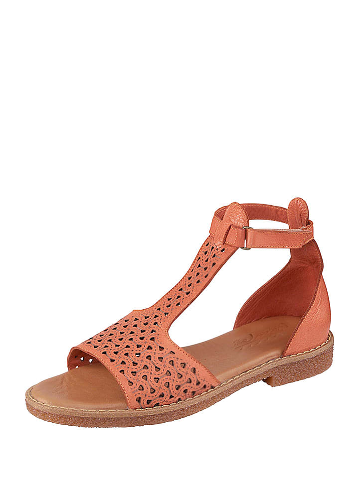 Skórzane sandały w kolorze koralowym