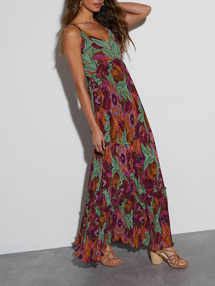 Milan Kiss Sukienka w kolorze zielono-różowym ze wzorem rozmiar: XL