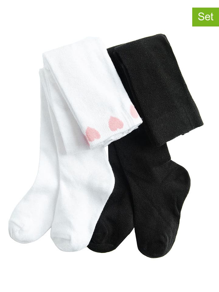 COOL CLUB Rajstopy (2 pary) w kolorze białym i czarnym rozmiar: 116/122