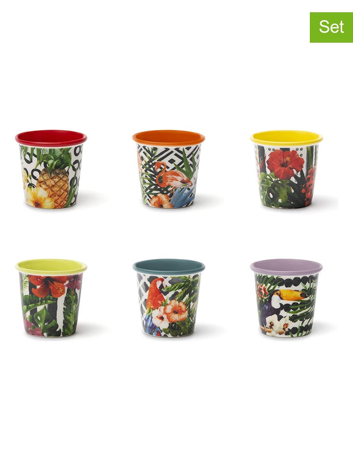 Trendy Kitchen by EXCÉLSA Filiżanki (6 szt.) "Tropical Chic" ze wzorem do espresso - 90 ml rozmiar: onesize