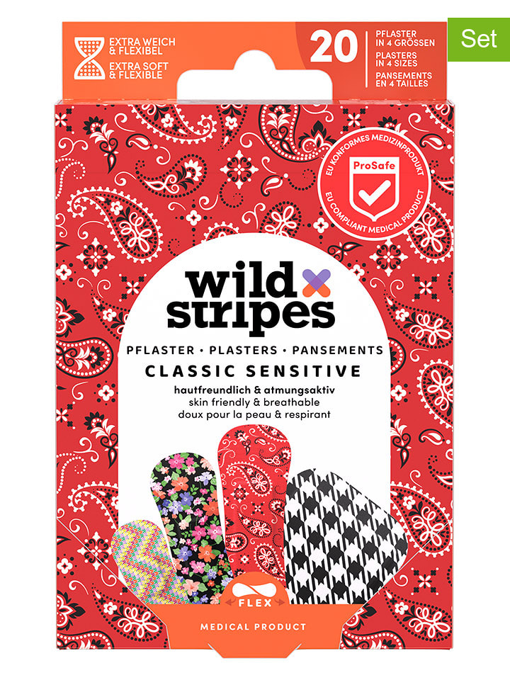 Wild Stripes Plastry (4 x 20 szt.) "Classic Sensitive Fashion" rozmiar: onesize