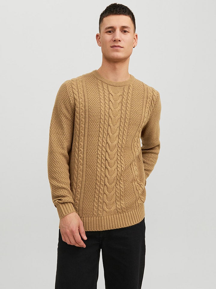 Jack & Jones Sweter w kolorze jasnobrązowym rozmiar: S
