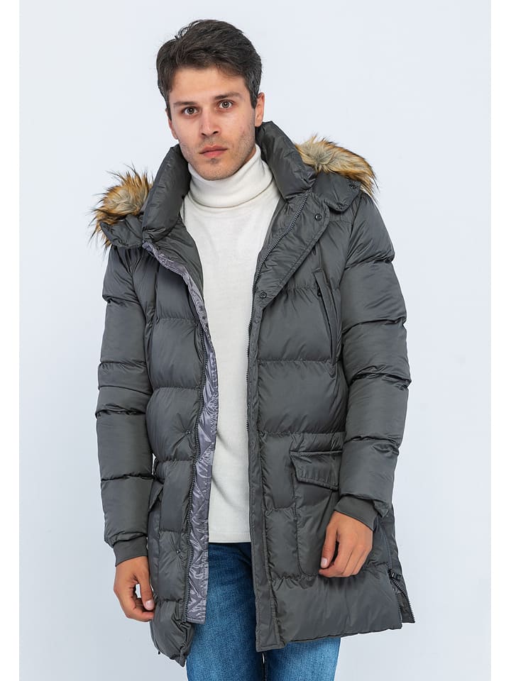 Płaszcz zimowy w kolorze antracytowym