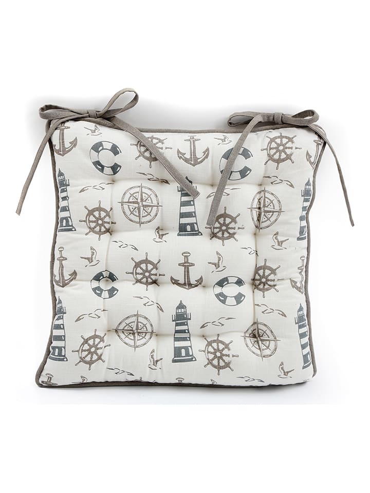 SiL Interiors Poduszka "Seashore" w kolorze biało-szarym na krzesło - 40 x 40 cm rozmiar: onesize