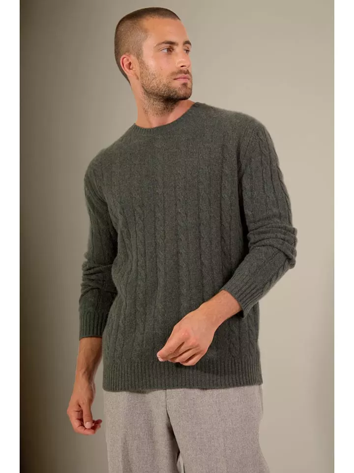 Perfect Cashmere Kaszmirowy sweter "Darri" w kolorze khaki rozmiar: L