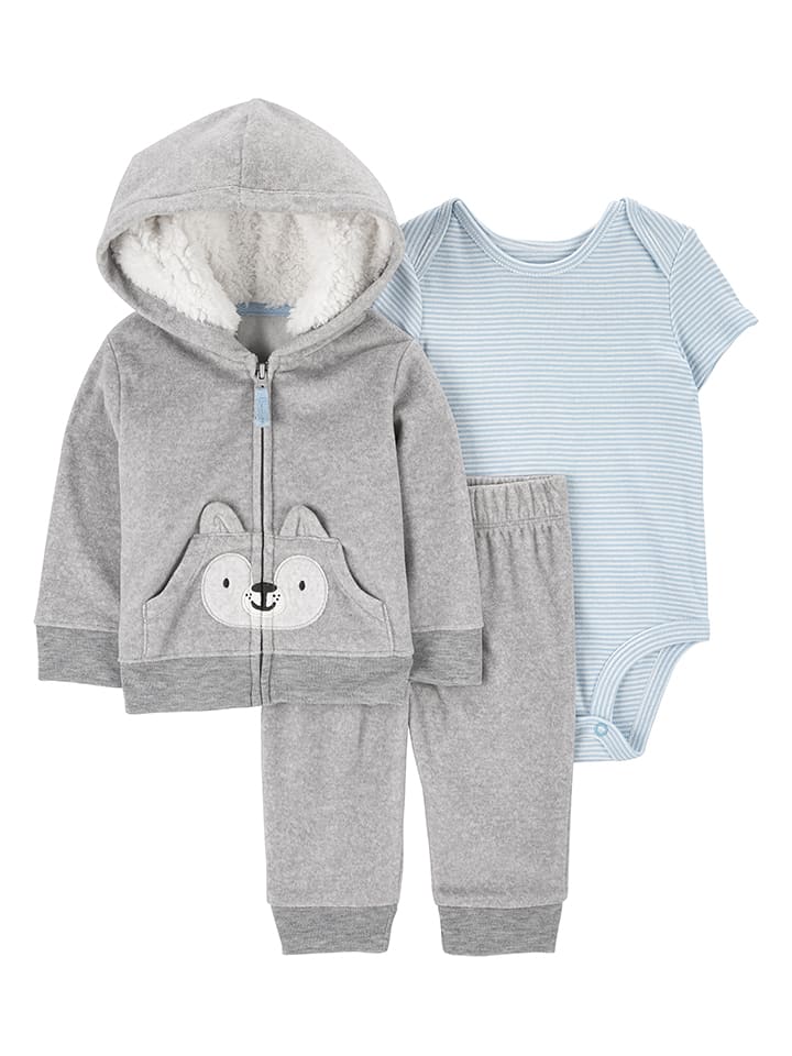 carter's 3-częściowy zestaw w kolorze szaro-błękitnym rozmiar: 80