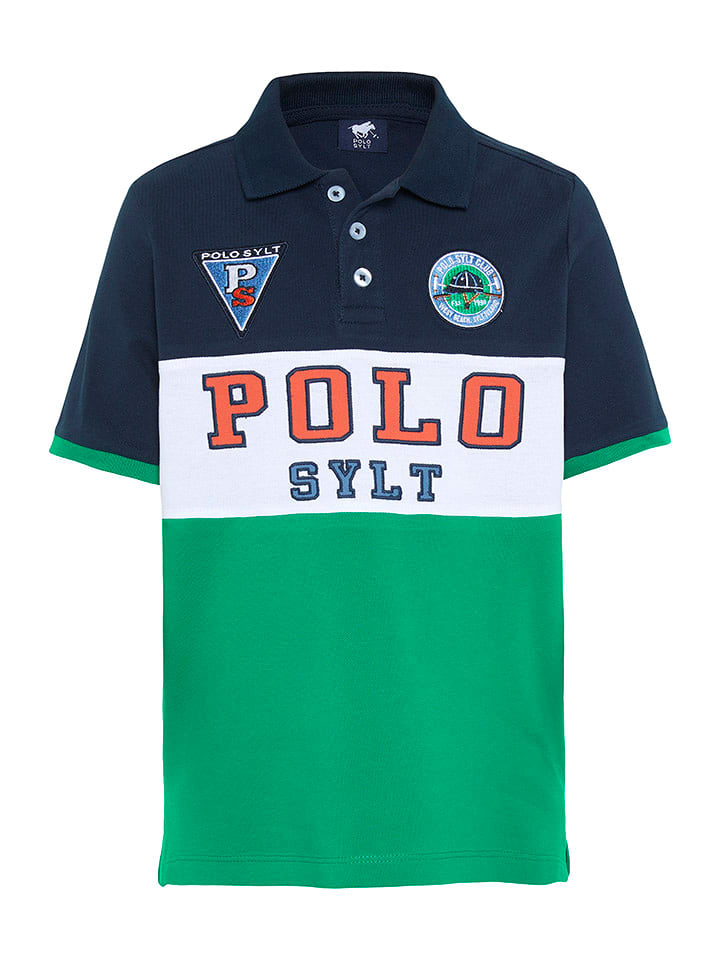 Polo Sylt Koszulka polo w kolorze zielono-biało-granatowym rozmiar: 170/176