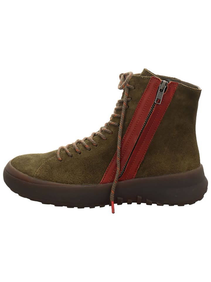 Think! Skórzane botki "Kusabi" w kolorze khaki rozmiar: 39