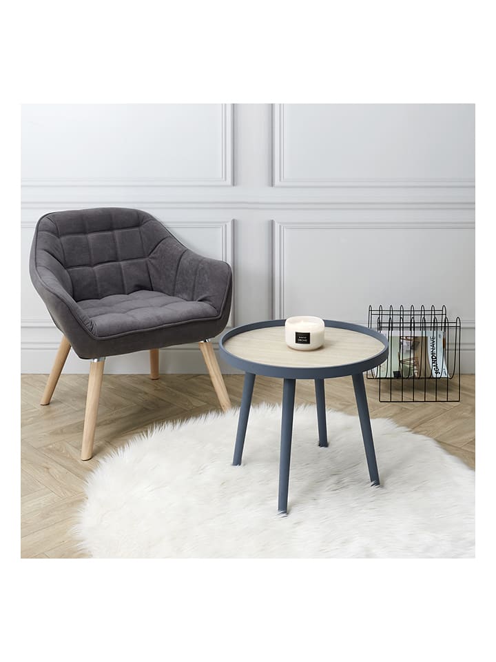 THE HOME DECO FACTORY Stolik w kolorze beżowo-antracytowym - wys. 43,5 x Ø 50 cm rozmiar: onesize