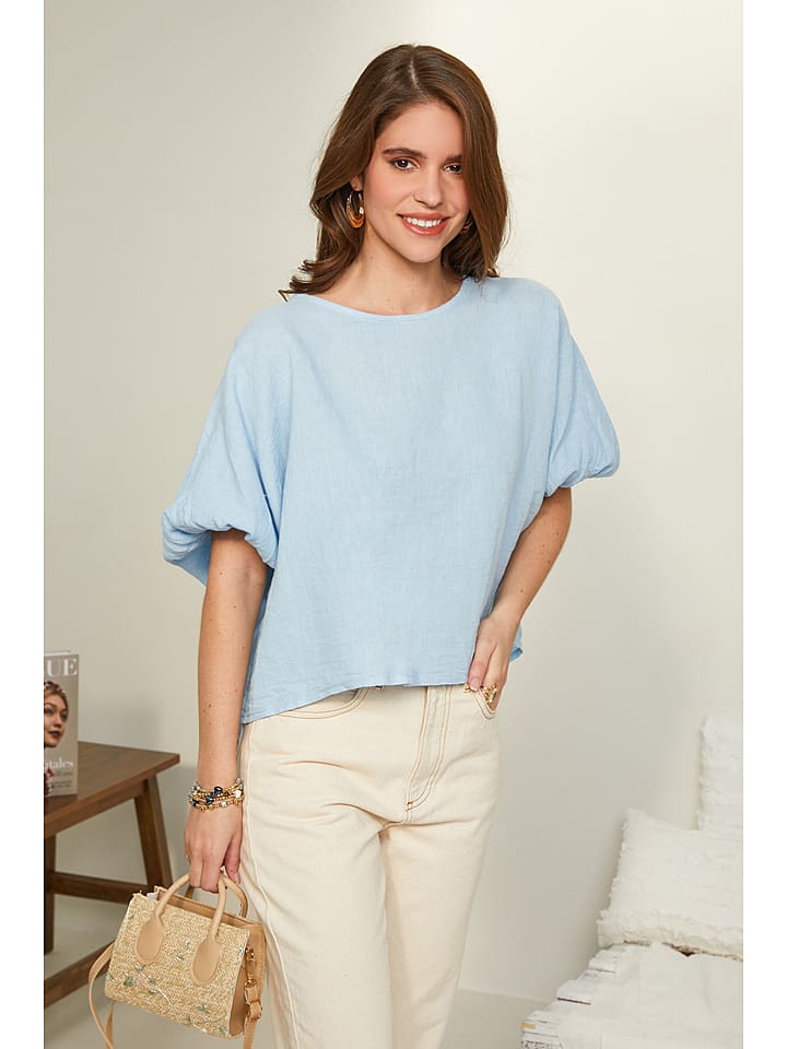 Rodier Lin Lniana bluzka w kolorze błękitnym rozmiar: L/XL